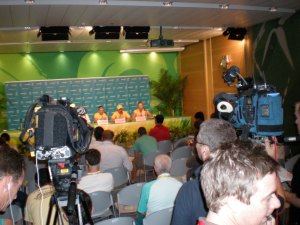 Lleyton Hewitt and the Austrailian tennis team meet the press in the MPC.
